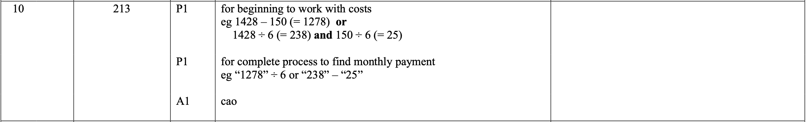 Mark scheme image