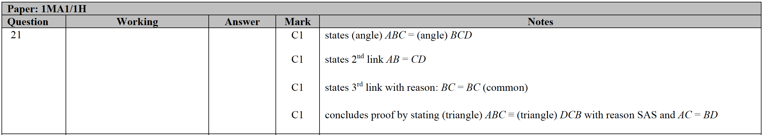 Mark scheme image